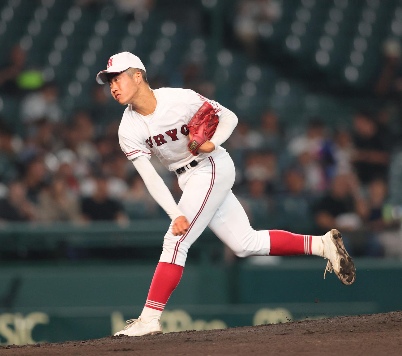 旭川志峯対広陵　広陵先発の堀田（撮影・上山淳一）