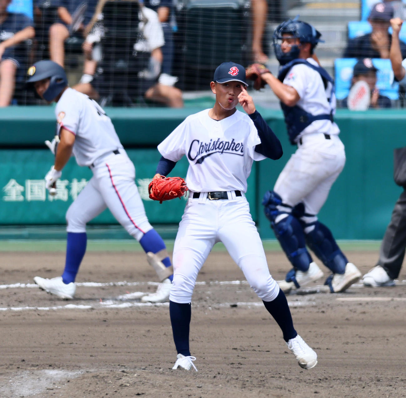 聖隷クリストファー対明秀日立　7回裏明秀日立2死、高部は清瀬を三振に仕留める（撮影・加藤哉）