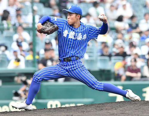 青藍泰斗対佐賀北 青藍泰斗先発の永井(撮影・岩下翔太)