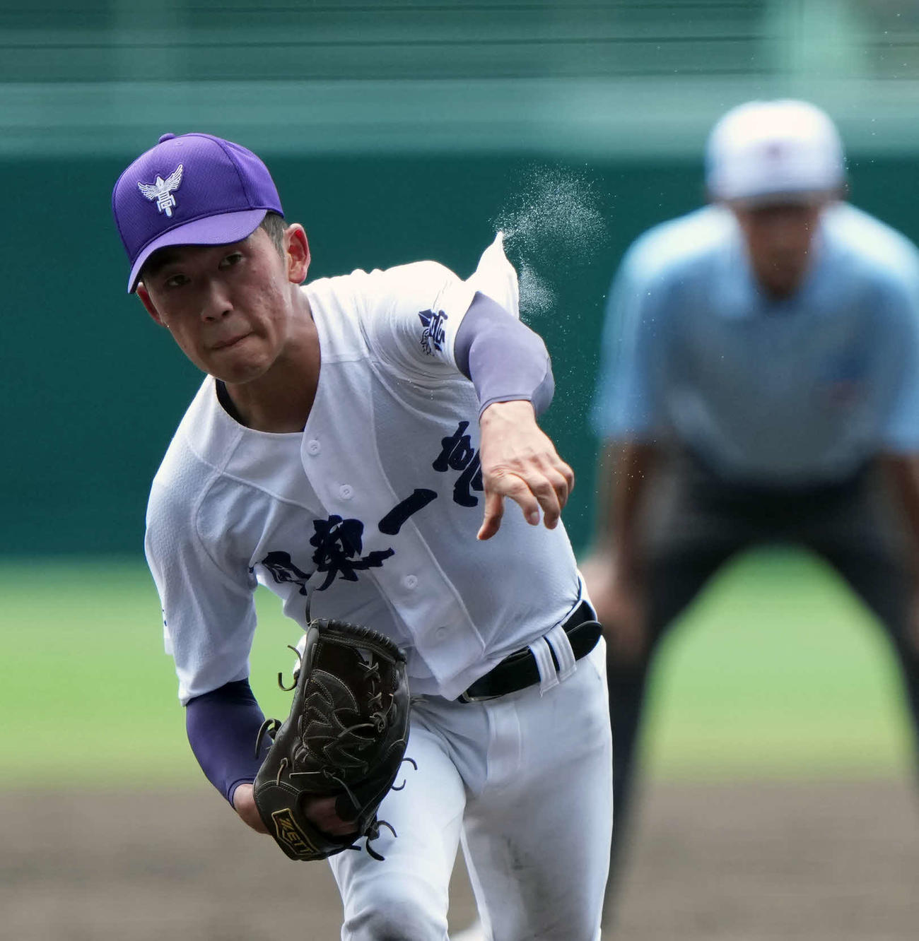 中越対関東第一　関東第一先発の坂本（撮影・小島史椰）