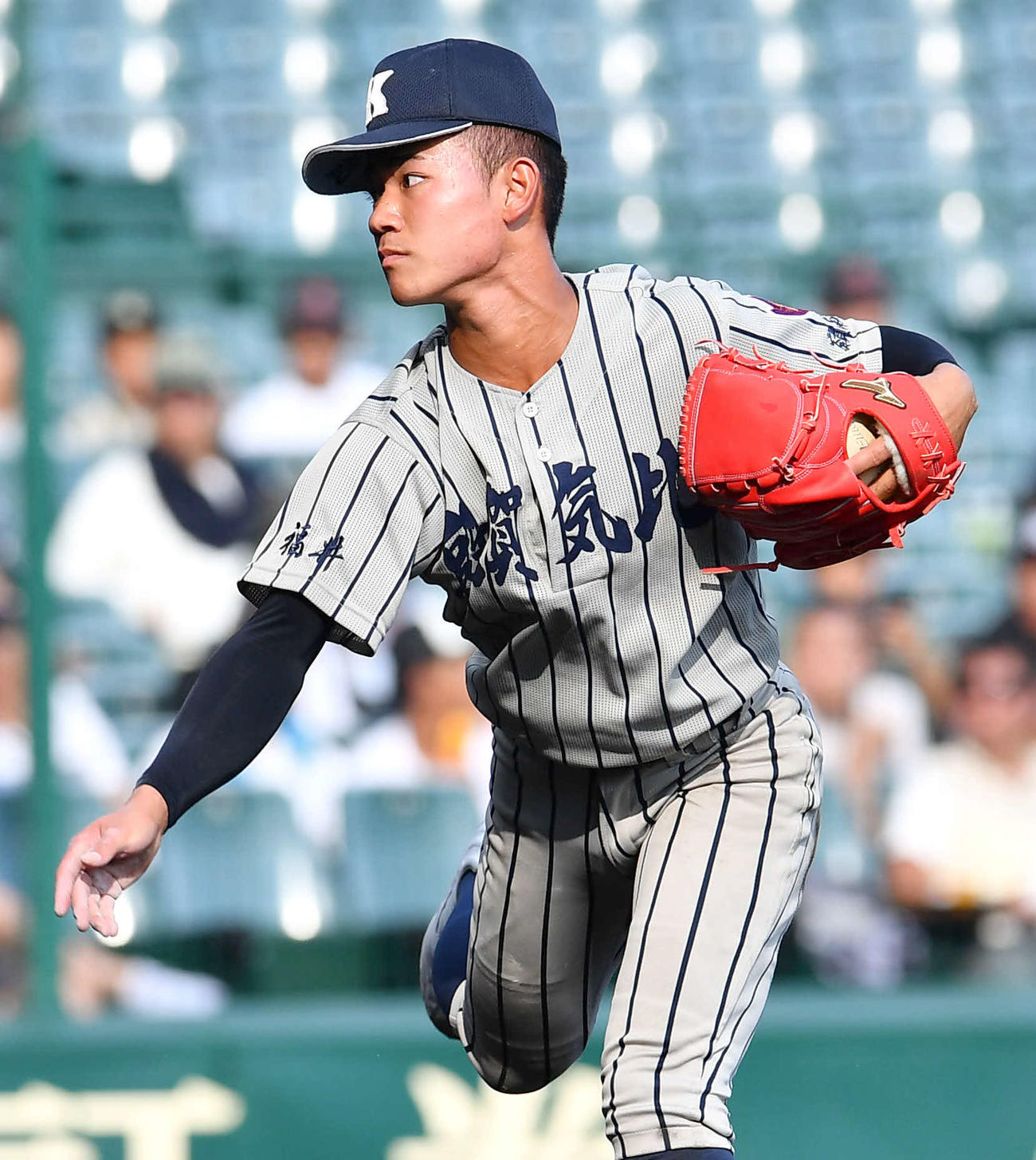 敦賀気比対横浜　敦賀気比先発の岡部（撮影・岩下翔太）