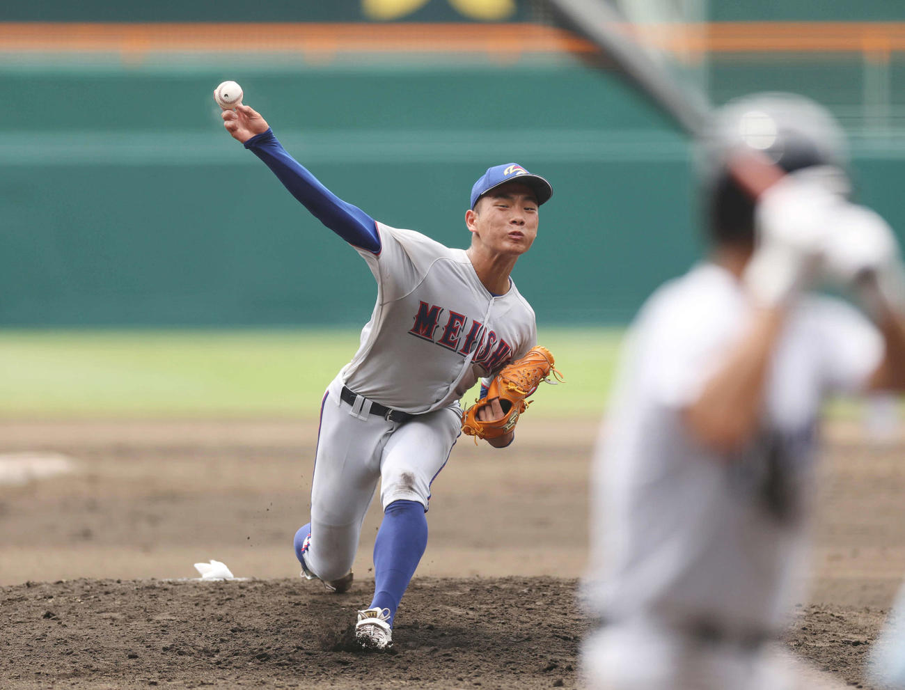 聖隷クリストファー対明秀学園日立　先発し力投する明秀学園日立・中岡（撮影・増田悦実）