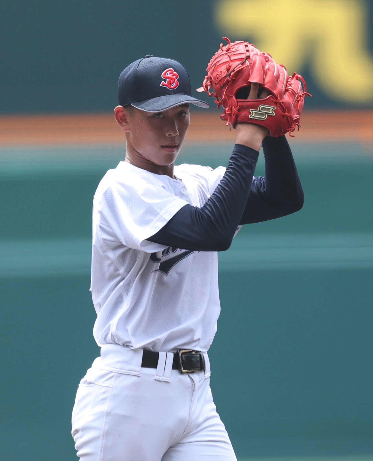 聖隷クリストファー対明秀学園日立　先発し力投する聖隷クリストファー・高部（撮影・増田悦実）