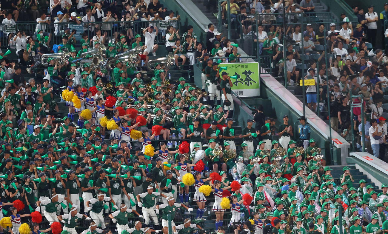 明豊対市船橋　6回、応援する市船橋アルプススタンド（撮影・藤尾明華）