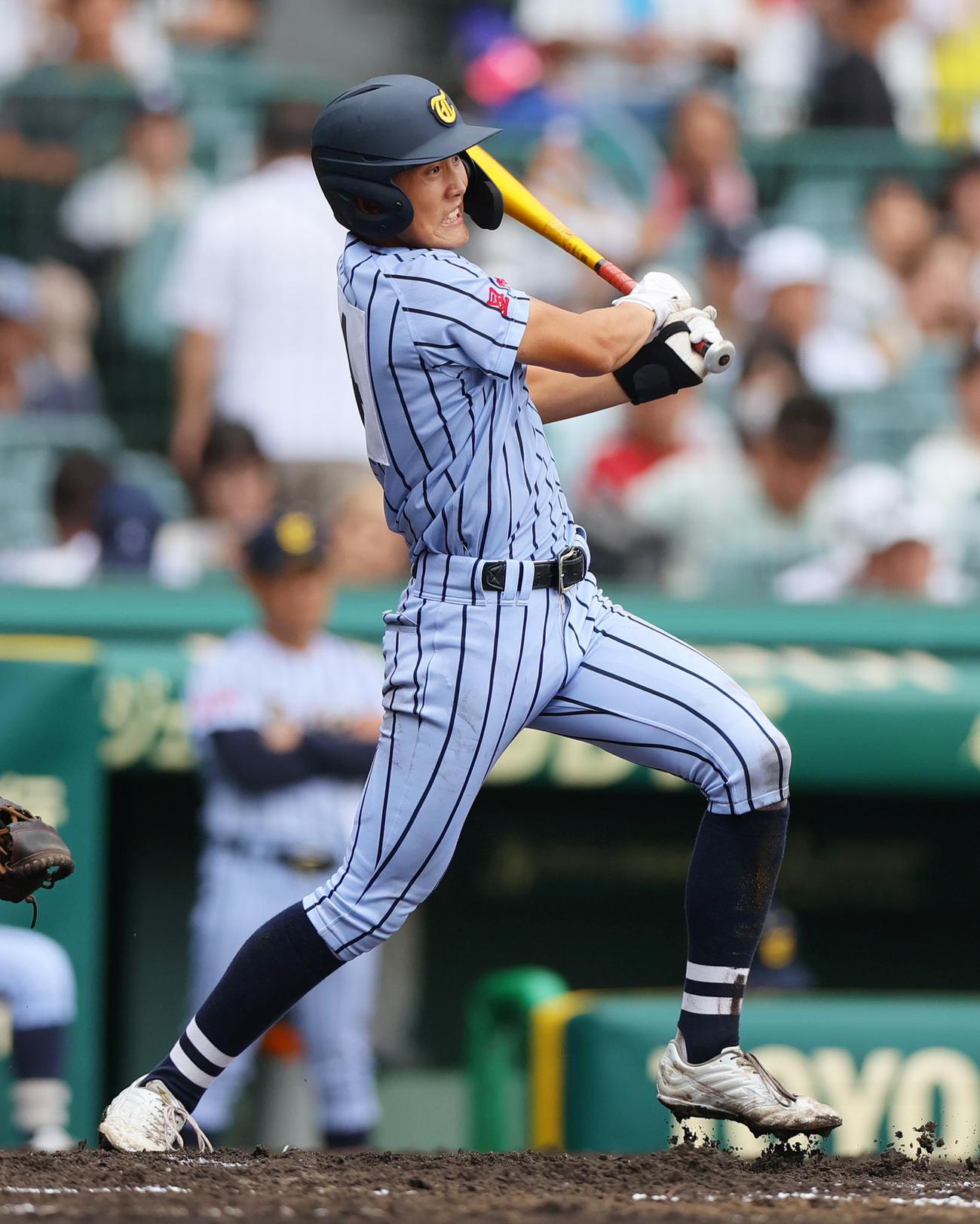 東海大熊本星翔対北海　7回表東海大熊本星翔1死一、二塁、堀田は中2点適時三塁打を放つ（撮影・上山淳一）