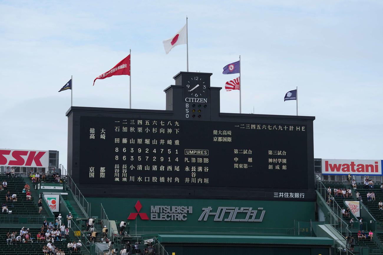 健大高崎対京都国際　両チームの先発メンバー（撮影・小島史椰）