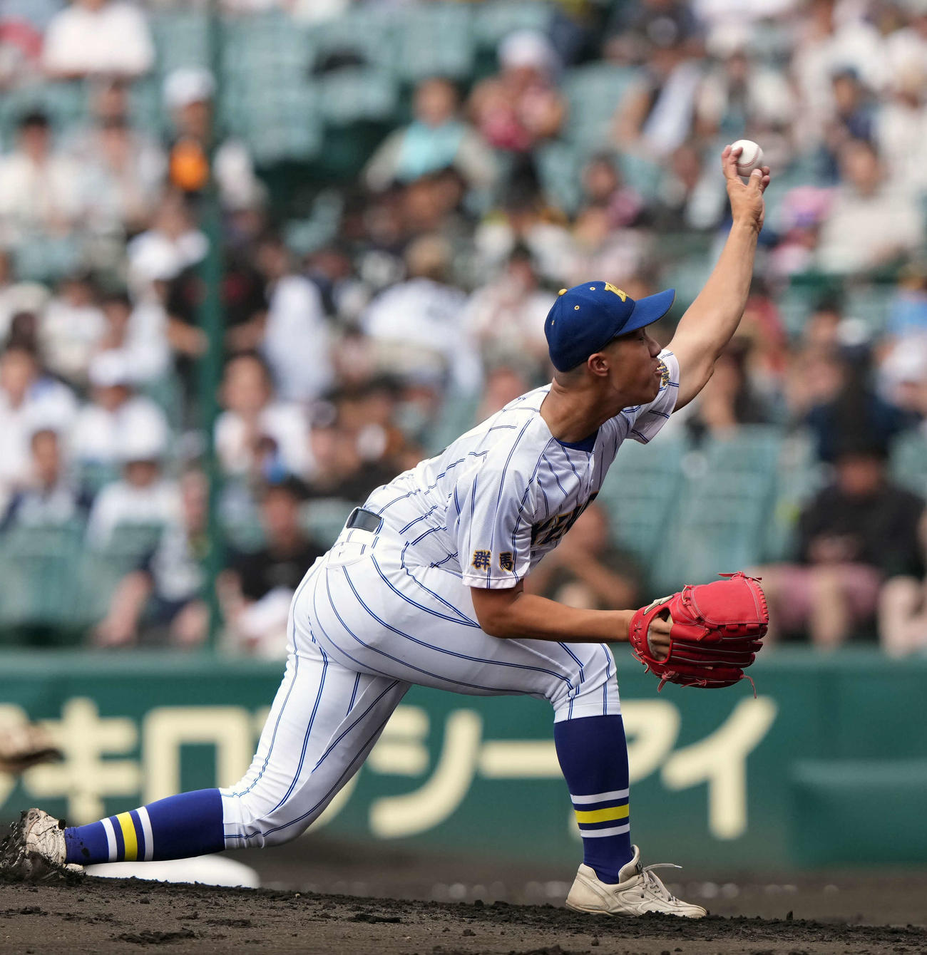 健大高崎対京都国際　健大高崎先発の下重（撮影・小島史椰）