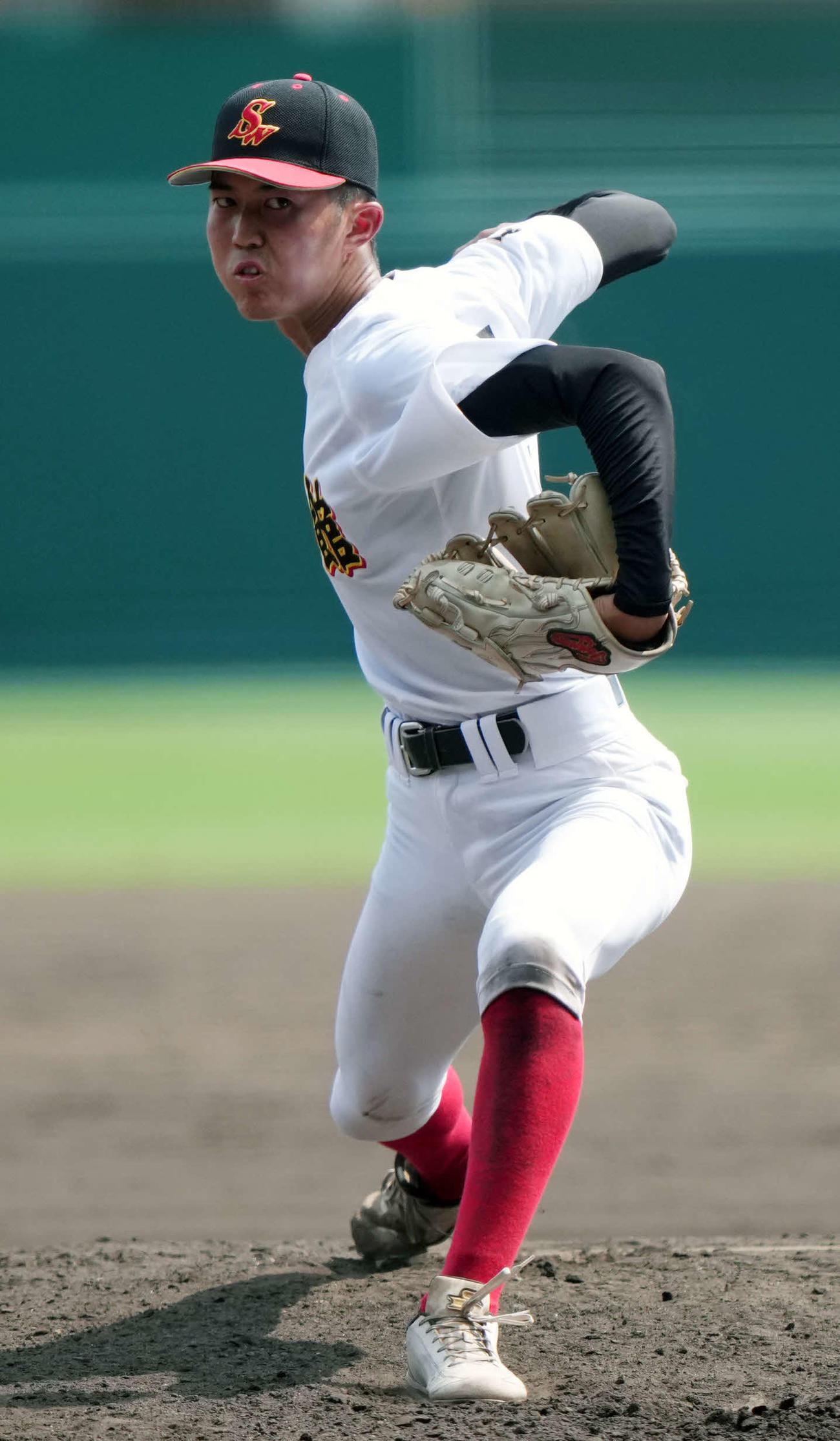 創成館対神村学園　創成館先発の奥田（撮影・小島史椰）