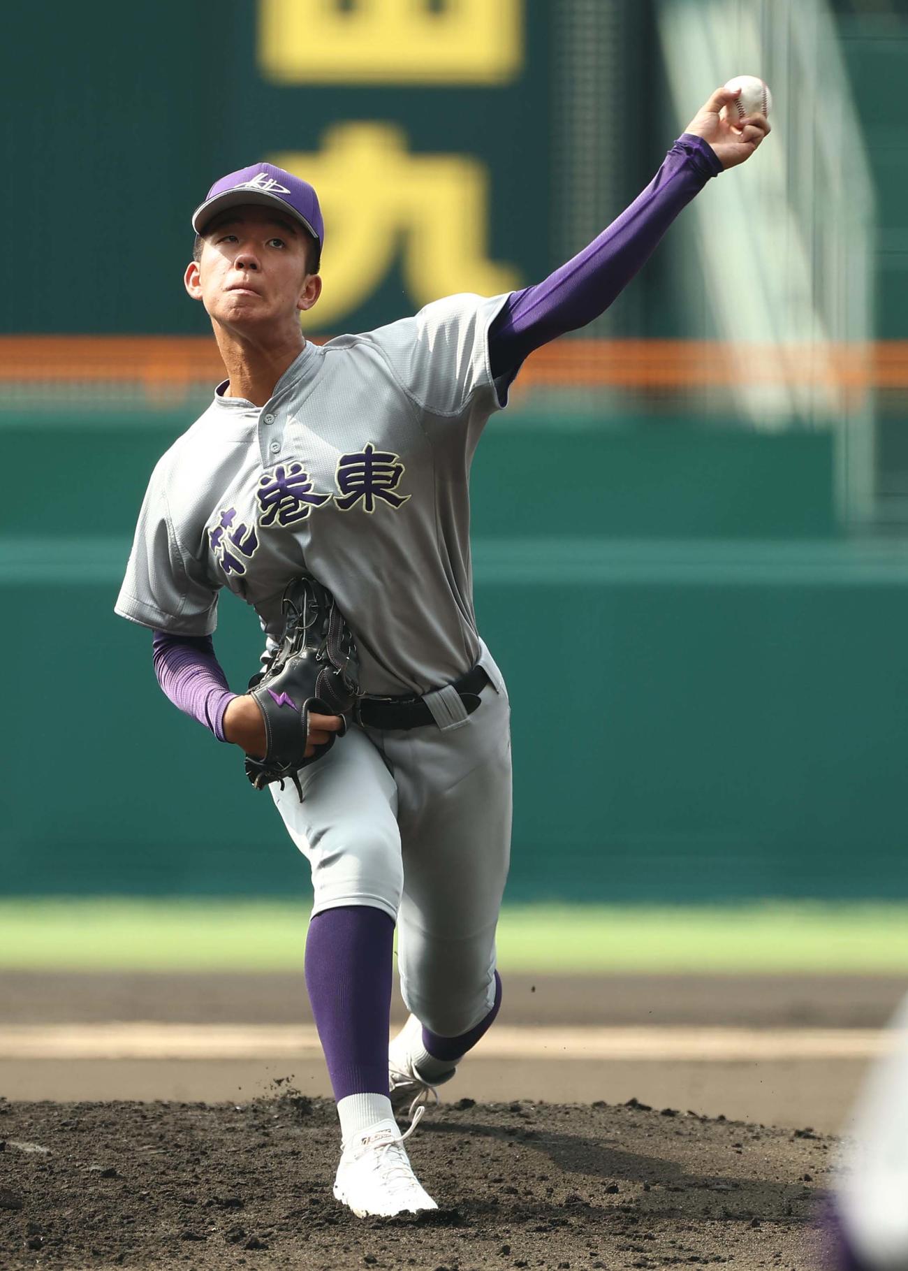 花巻東対東洋大姫路　花巻東先発の萬谷（撮影・上田博志）