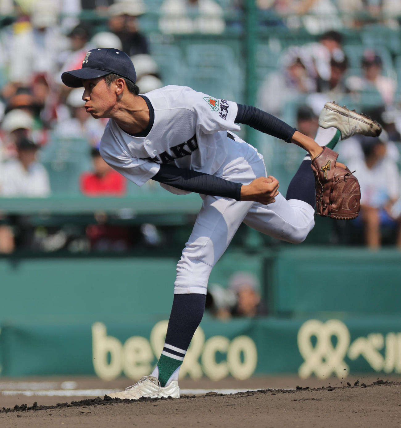 明豊対佐賀北　佐賀北先発の稲富理人（撮影・宮崎幸一）