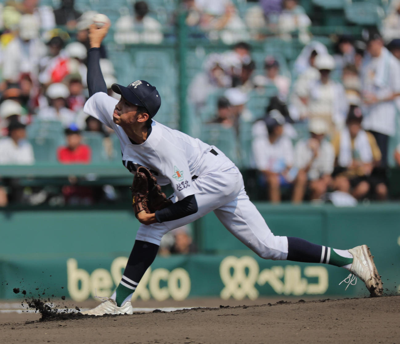 明豊対佐賀北　佐賀北先発の稲富理人（撮影・宮崎幸一）