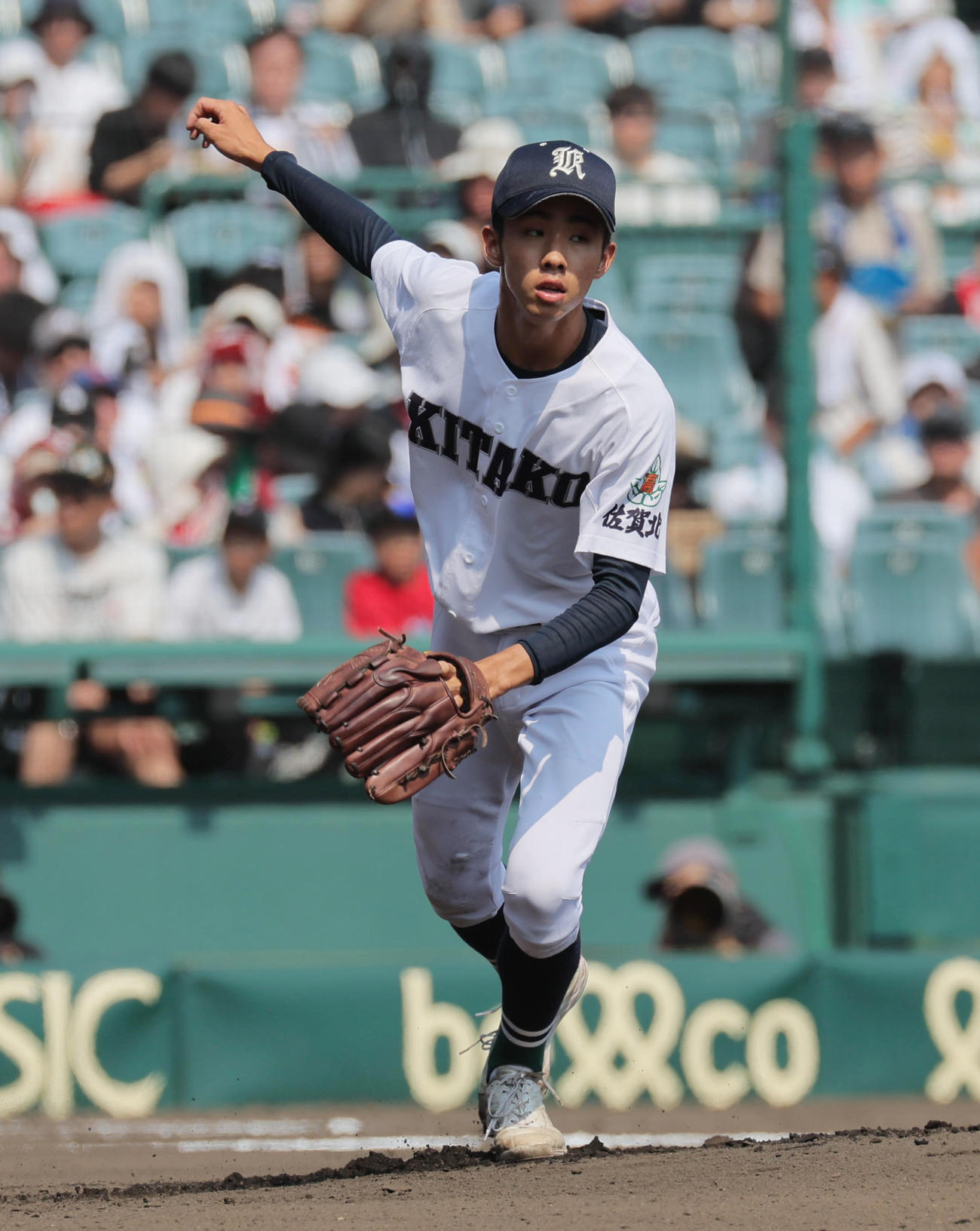 明豊対佐賀北　佐賀北先発の稲富理人（撮影・宮崎幸一）