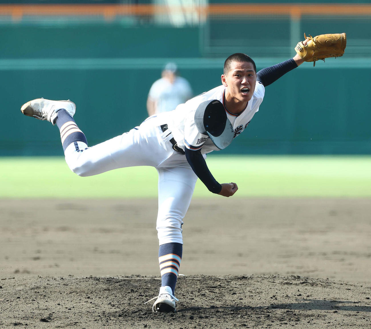 高川学園対日大三　高川学園先発の木下（撮影・上田博志）