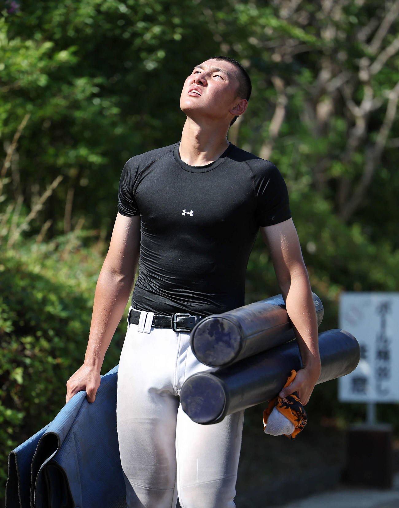 練習に臨む山梨学院・菰田（撮影・前田充）