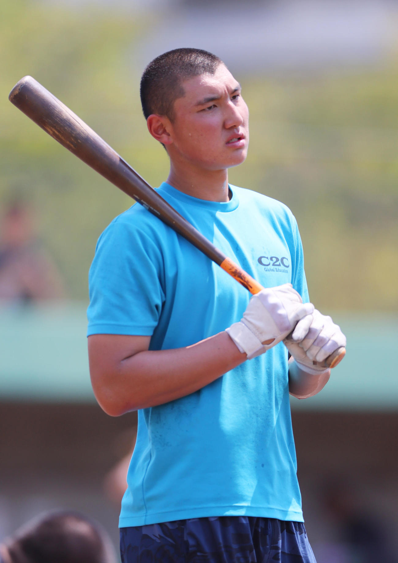 練習に励む山梨学院の菰田（撮影・上山淳一）