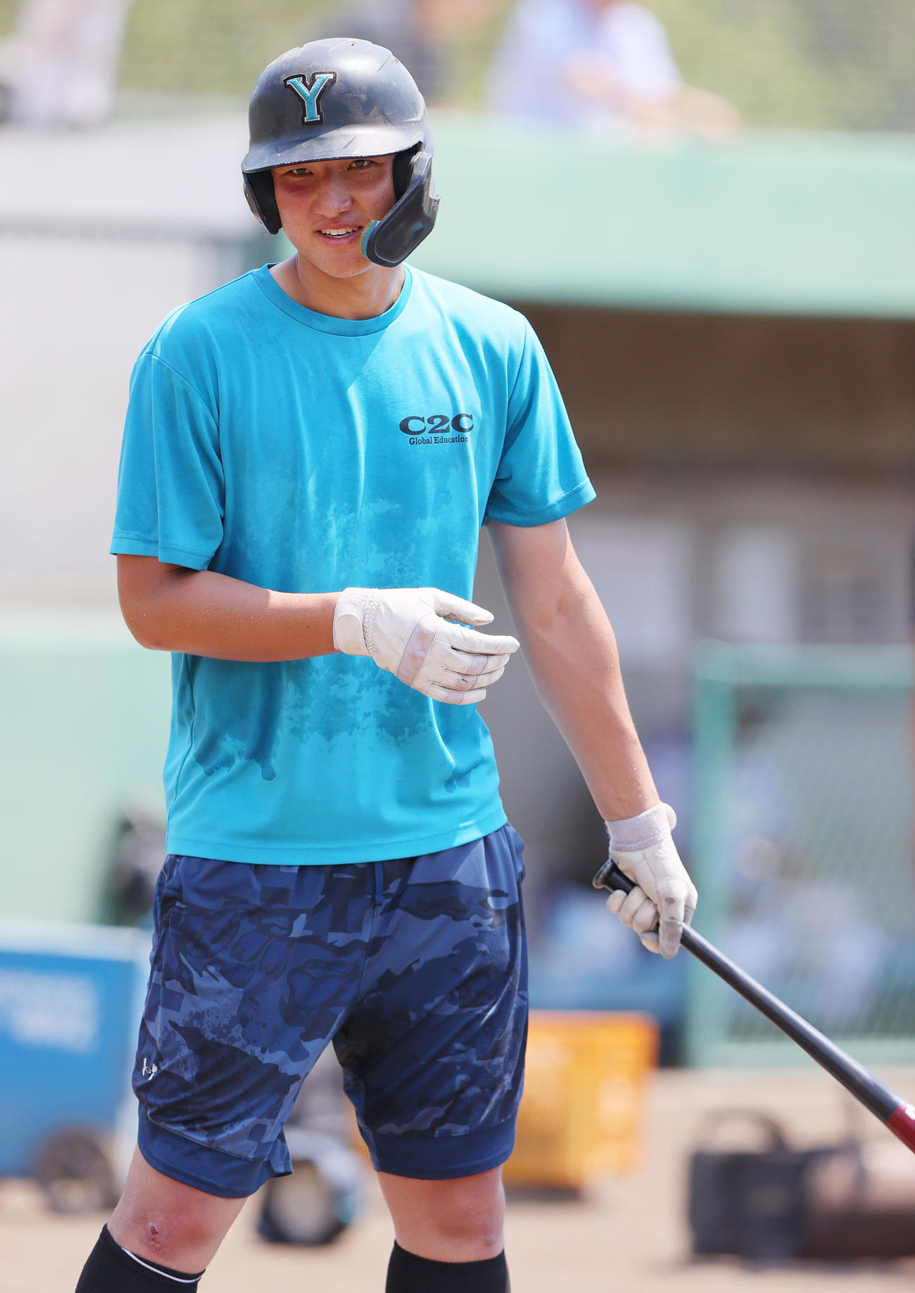 練習に励む山梨学院の菰田（撮影・上山淳一）