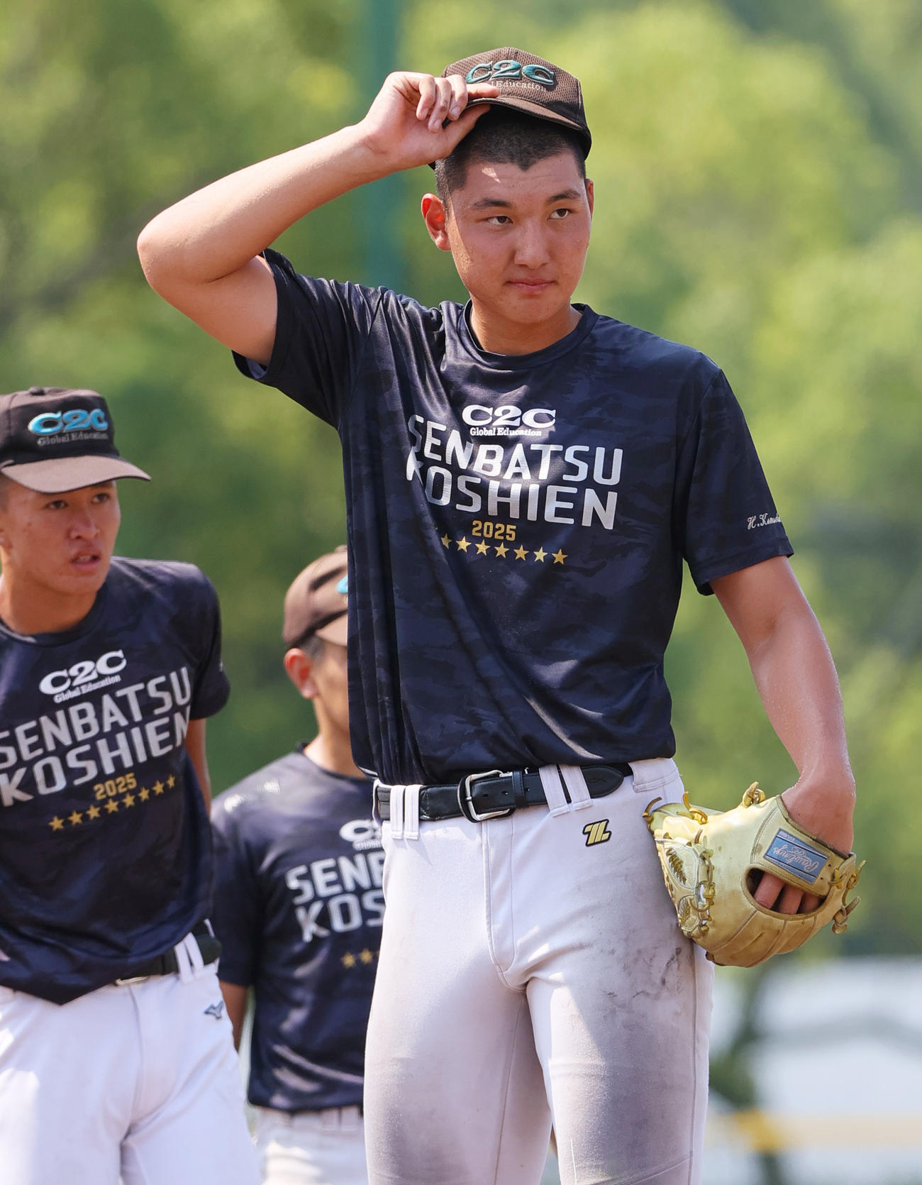 練習に励む山梨学院の菰田（撮影・上山淳一）