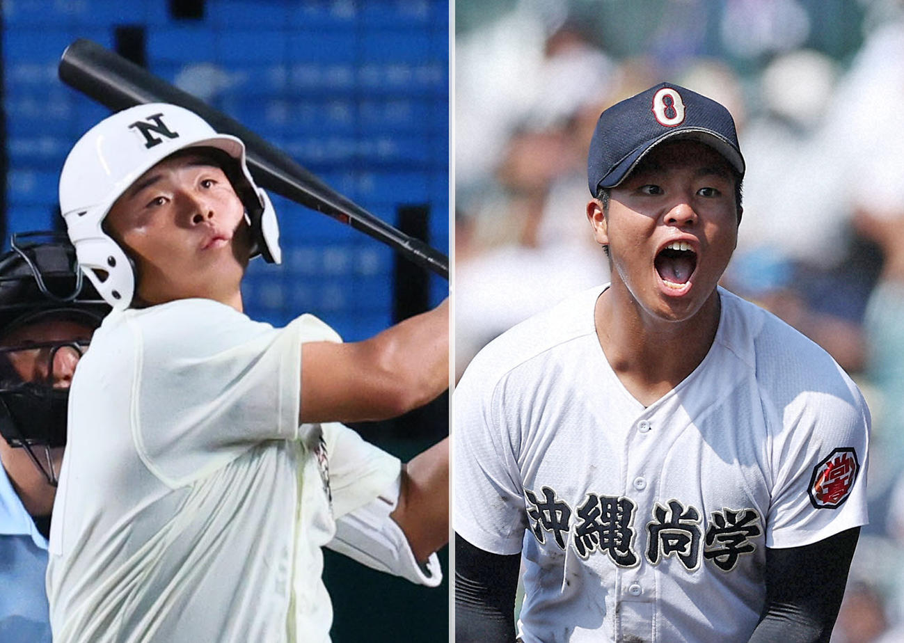 日大三・田中諒（左）と沖縄尚学・末吉良丞