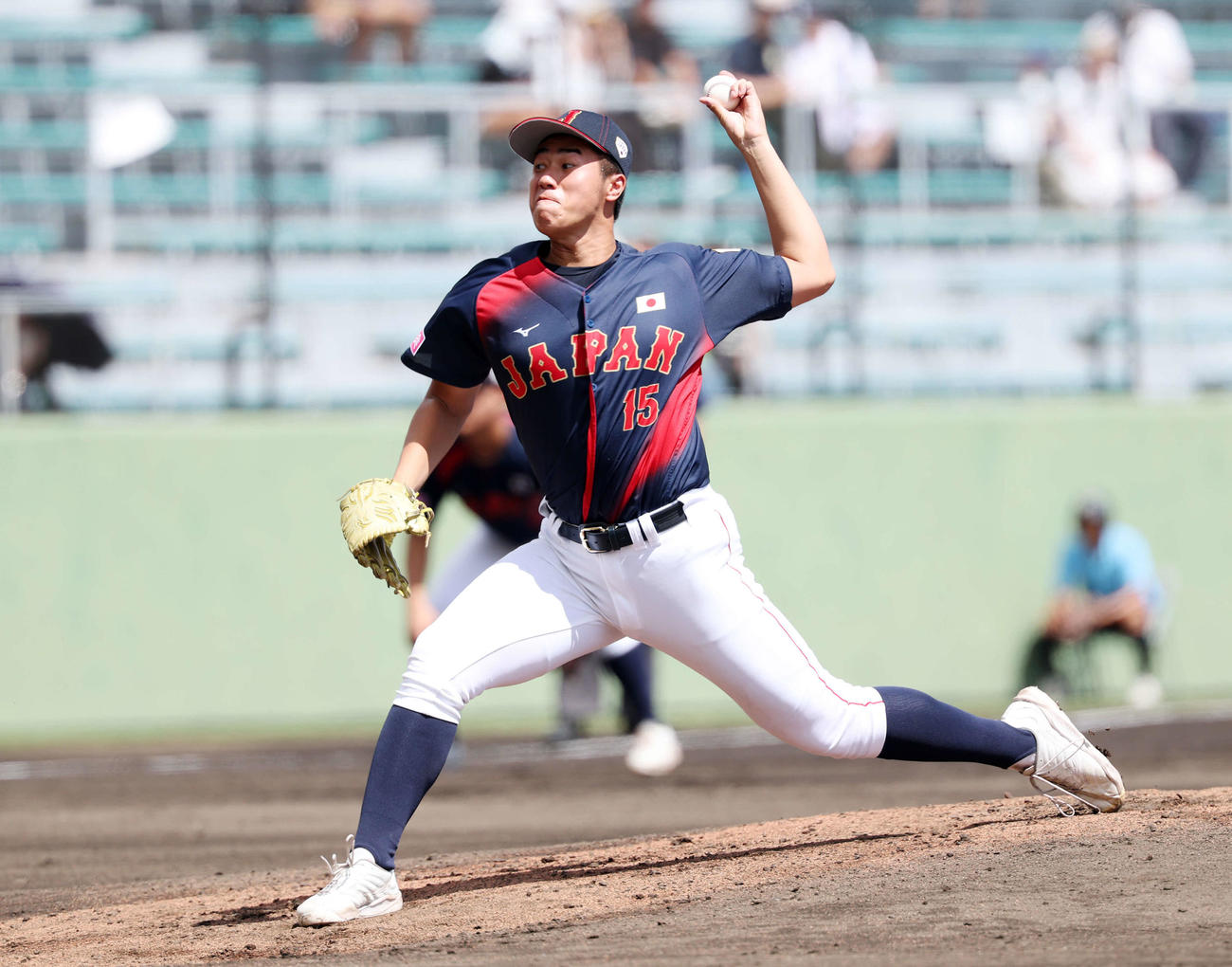 日本対キューバ　力投する日本先発の下重（撮影・鈴木正人）