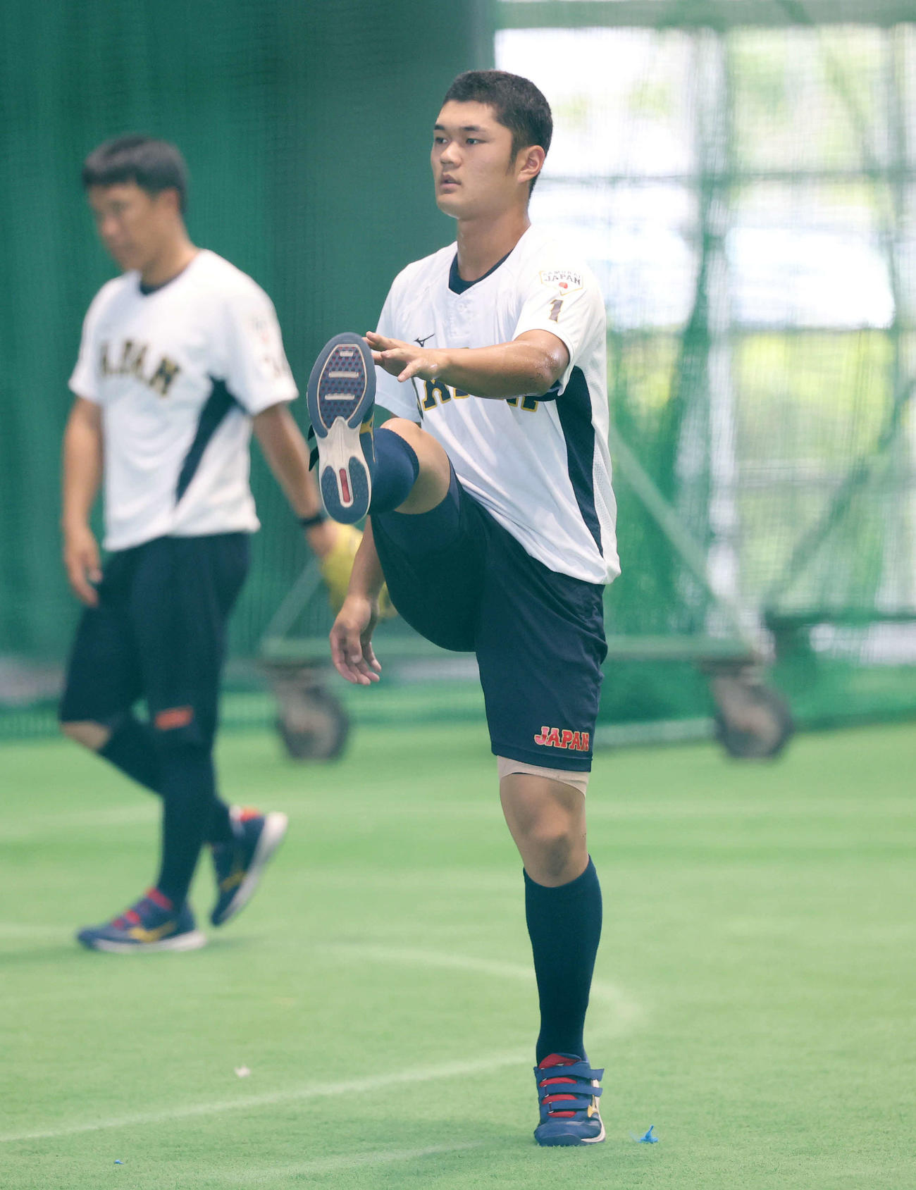 日本対プエルトリコ　別メニューで練習する日本・阿部（撮影・鈴木正人）