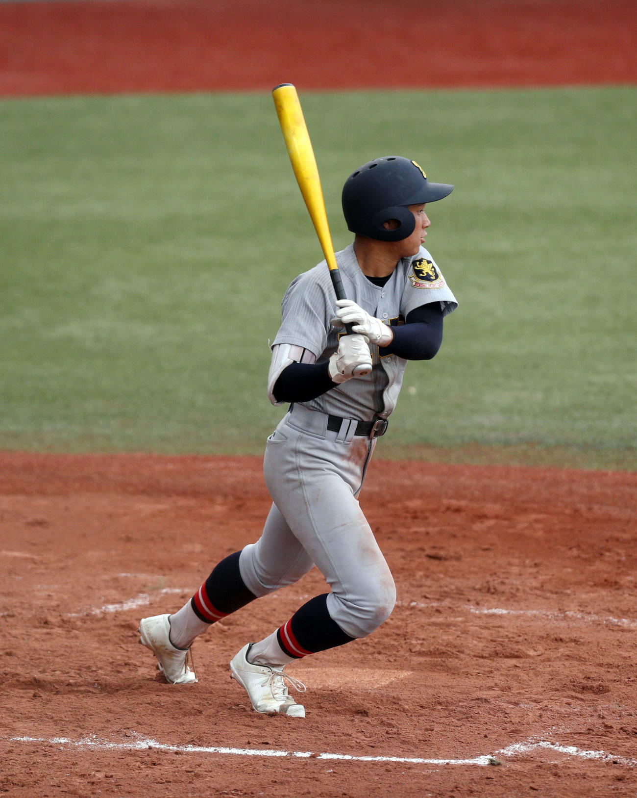 東北学院戦、打席に立つ仙台育英・高岡（2025年9月18日撮影）