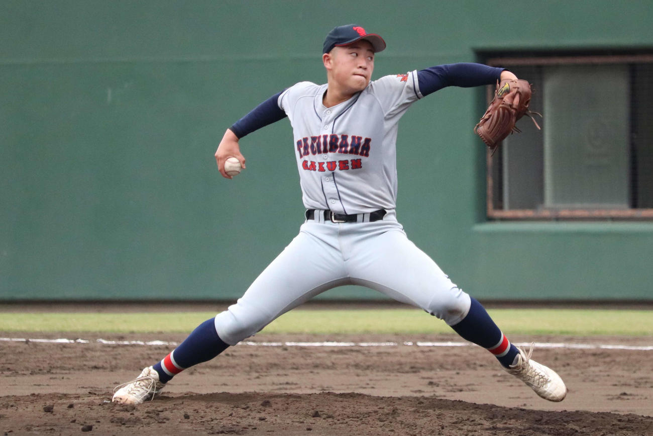 立花学園、先発の根本（撮影・保坂淑子）