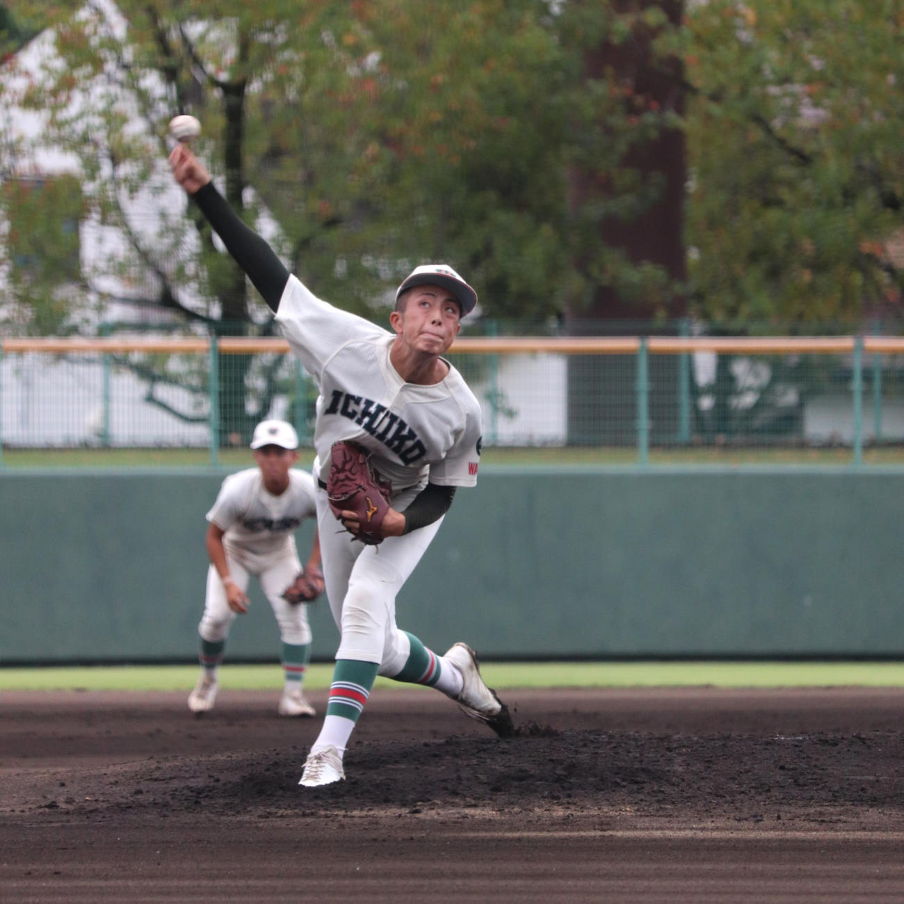 和歌山大会準決勝　市和歌山対日高高中津分校　先発した、市和歌山のエース丹羽（撮影・中島麗）