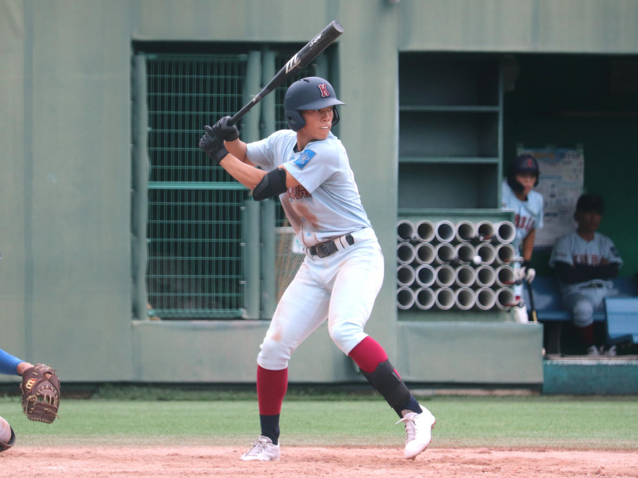 大阪大会準決勝　太成学院大高対近大付　4回1死に左前打を放った、近大付・小久保（撮影・中島麗）