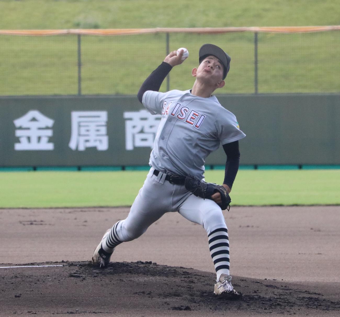 彩星工科対東洋大姫路　彩星工科先発の宮下（撮影・林亮佑）