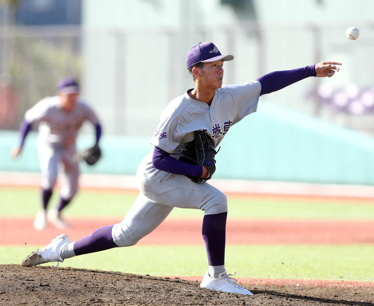 花巻東対八戸工大一　先発した花巻東・萬谷（撮影・木村有優）