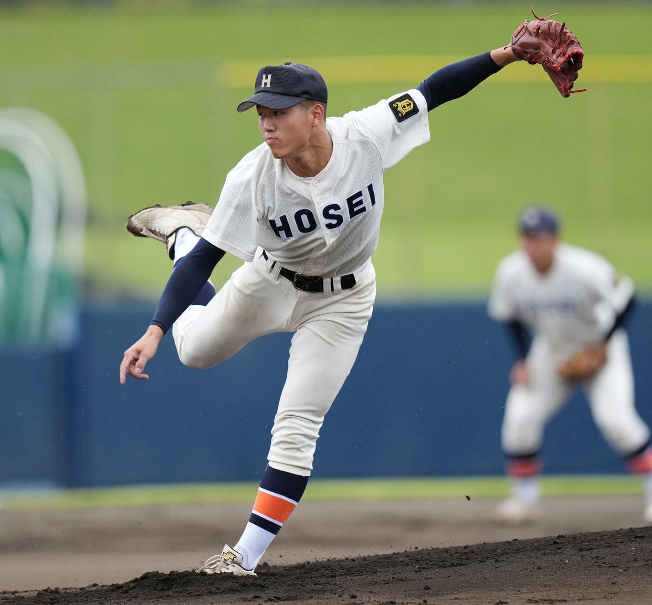 花咲徳栄対法政二　先発の法政二・松田（撮影・小島史椰）