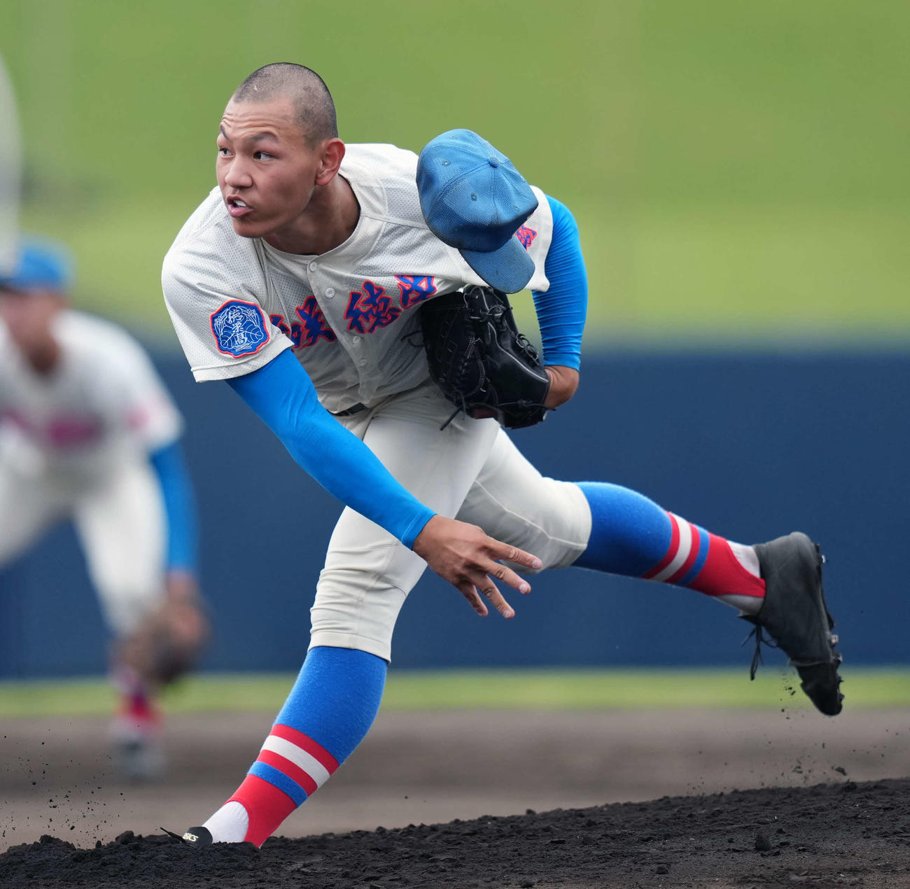 花咲徳栄対法政二　先発の花咲徳栄・黒川（撮影・小島史椰）