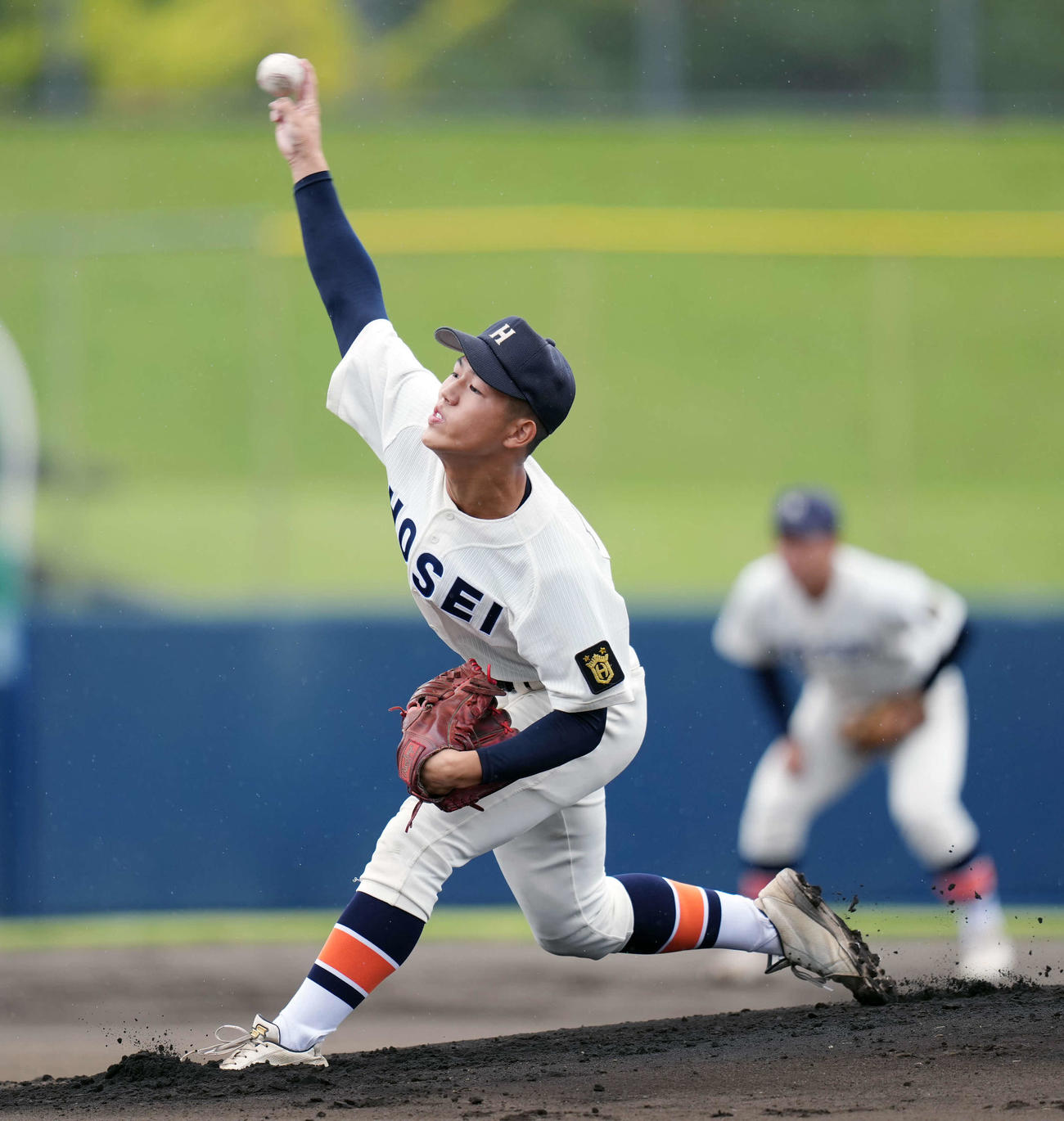 花咲徳栄対法政二　先発の法政二・松田（撮影・小島史椰）