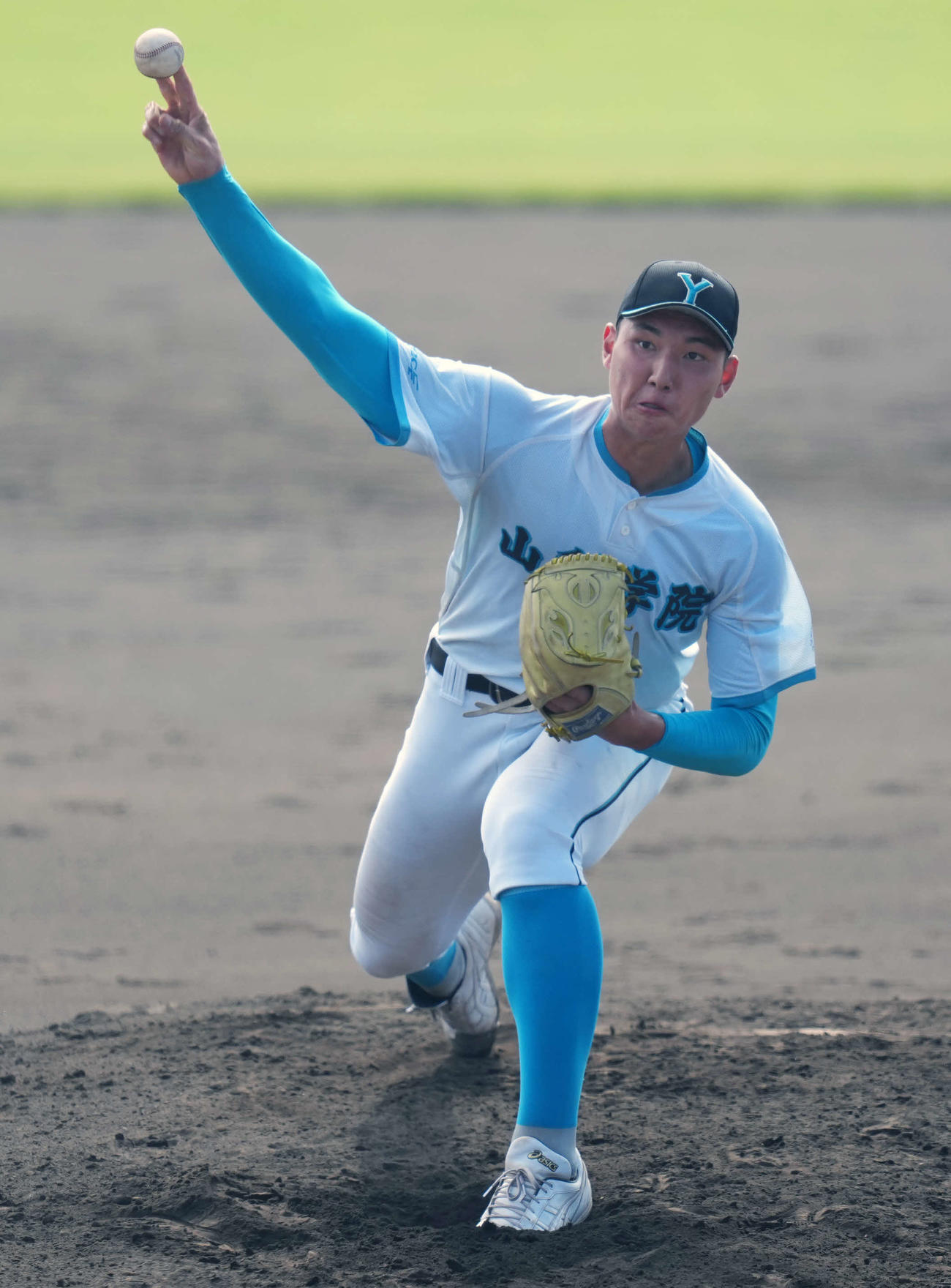 浦和学院対山梨学院　先発の山梨学院・菰田（撮影・小島史椰）