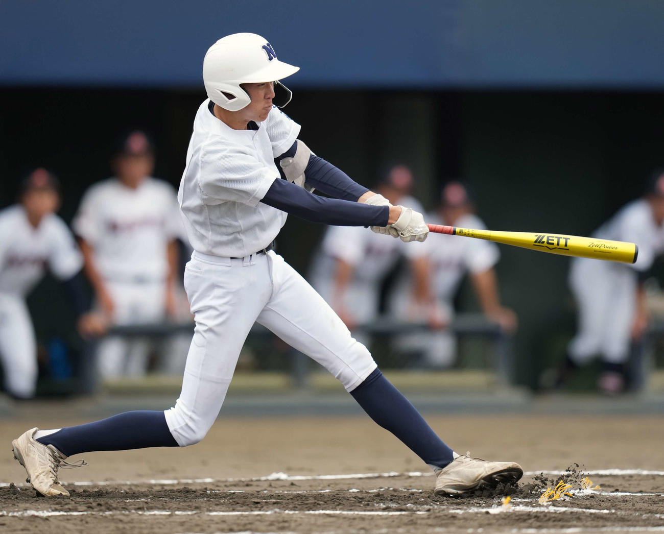 駿台甲府対佐野日大　1回裏佐野日大1死二、三塁、先制適時打を放つ佐野日大・須田（撮影・小島史椰）