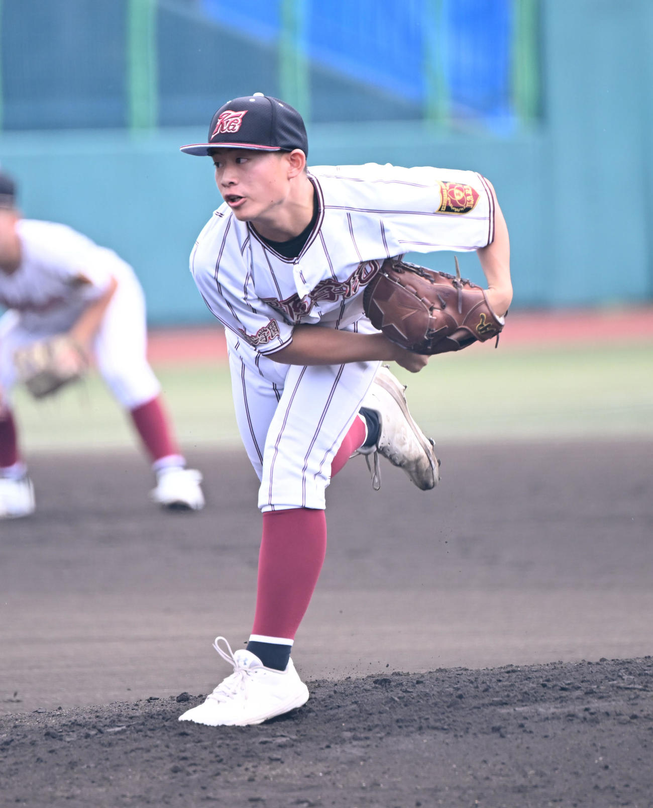 橿原学院対龍谷大平安　先発する橿原学院・沢田（撮影・和賀正仁）
