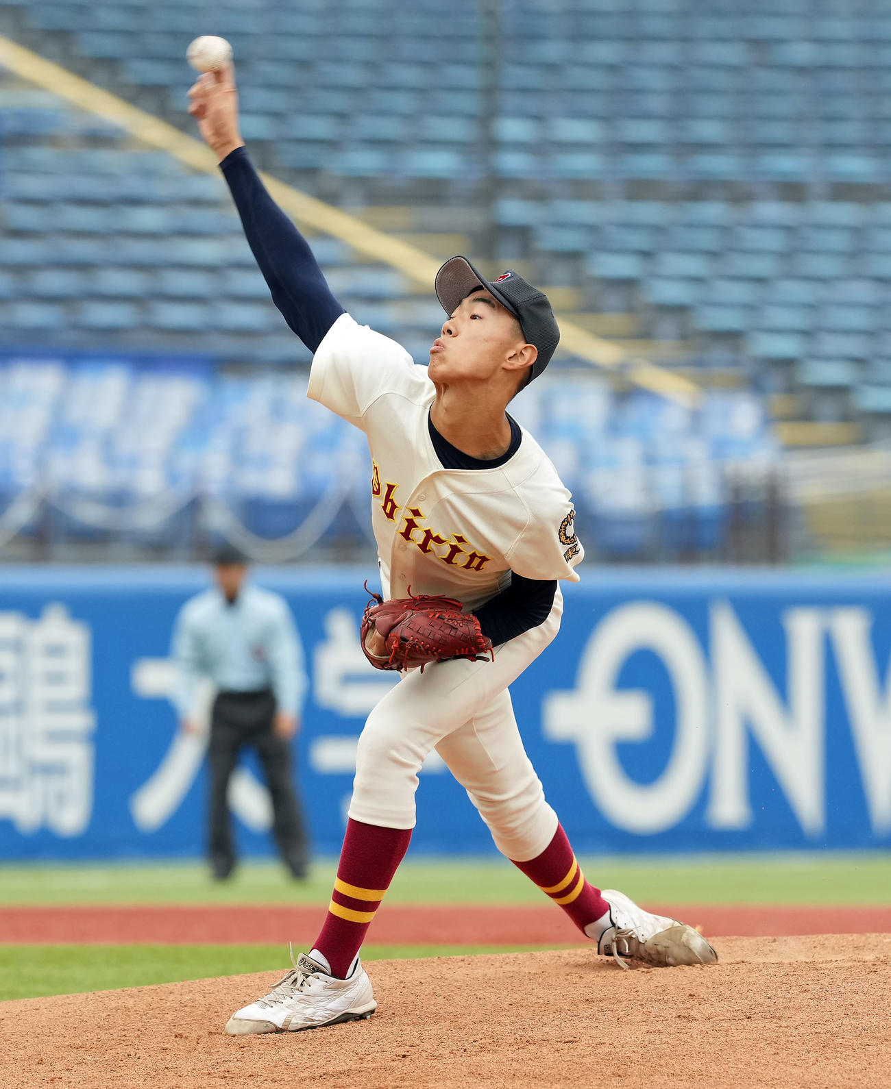 関東一対桜美林　桜美林の先発古川（撮影・たえ見朱実）