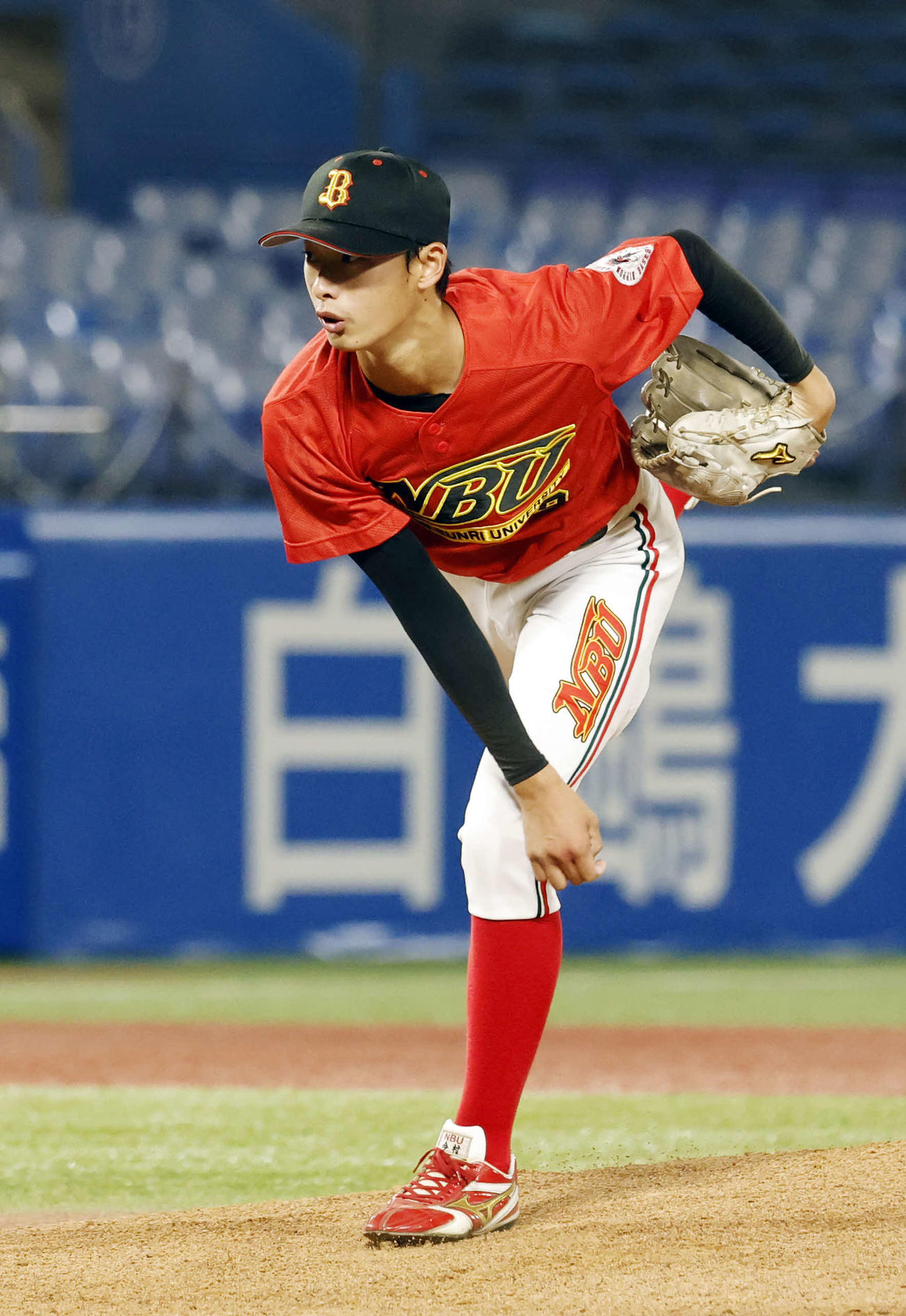 日本文理大対佛教大　日本文理大先発の今村（撮影・山本朝陽）