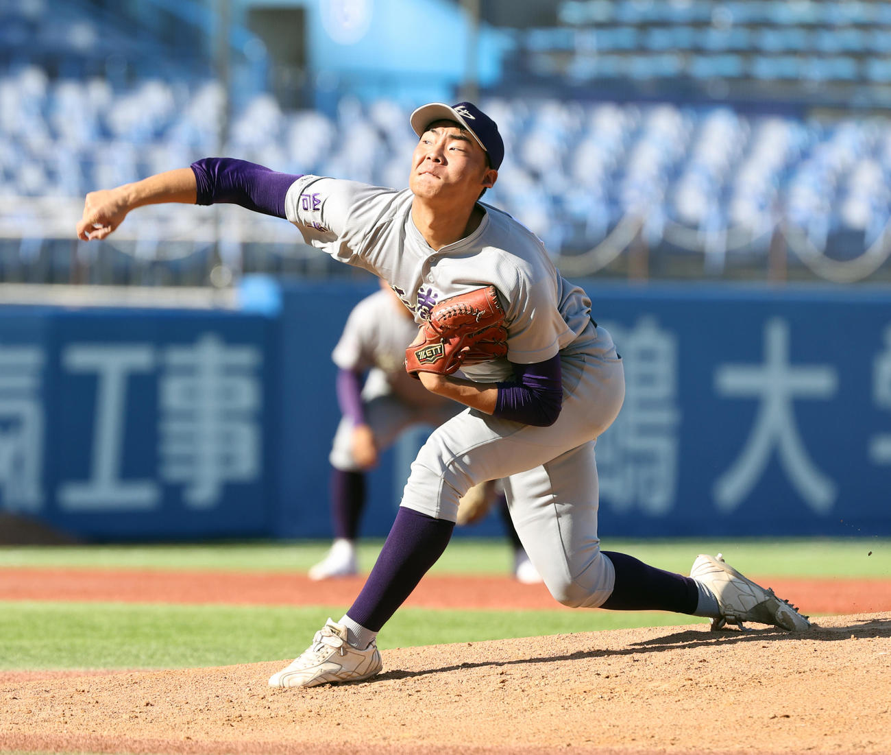 花巻東対九州国際大付　先発した花巻東・菅原（撮影・柴田隆二）