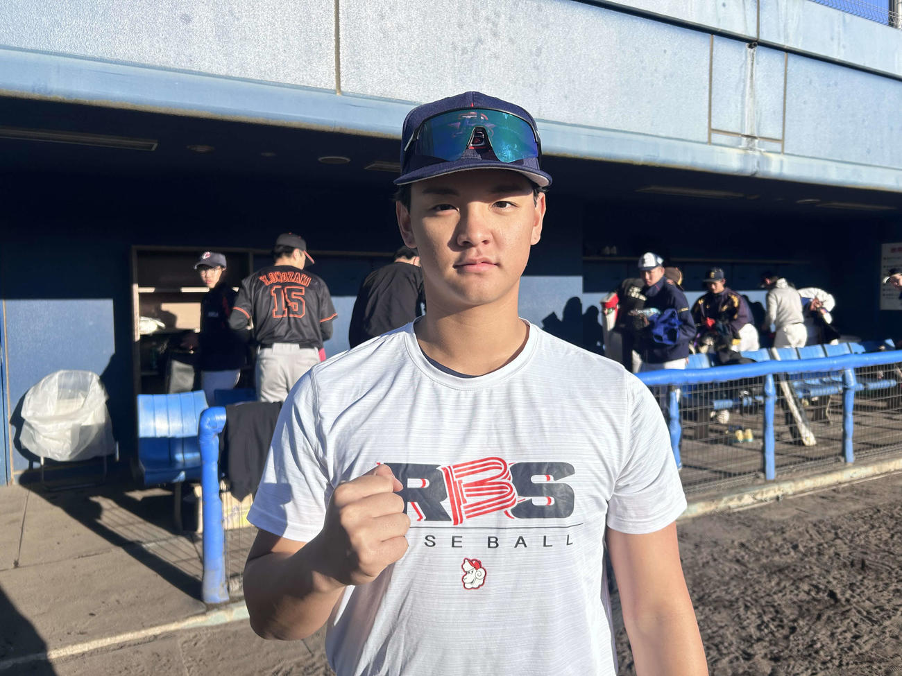 高校野球は選ばず、社会人硬式野球チーム「CLUB REBASE」に所属する松本（撮影・平山連）