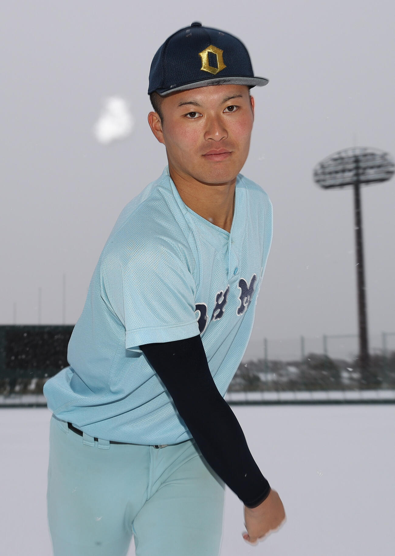 センバツ出場が決まった近江エース上田（撮影・上山淳一）