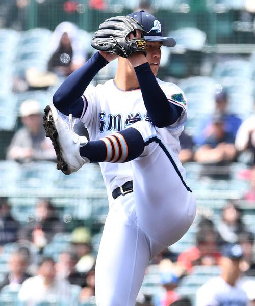英明対高川学園　高川学園先発の木下（撮影・岩下翔太）