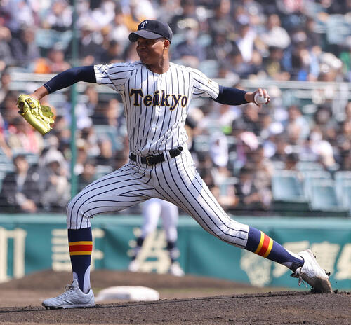 中京大中京対帝京　帝京先発の仁礼パスカルジュニア（撮影・上田博志）