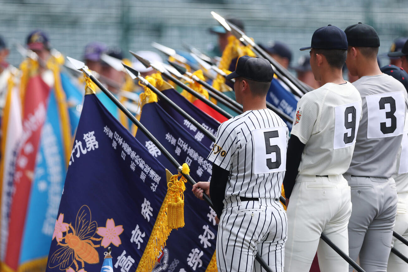 開会式のリハーサルを行う選手たち（撮影・前田充）