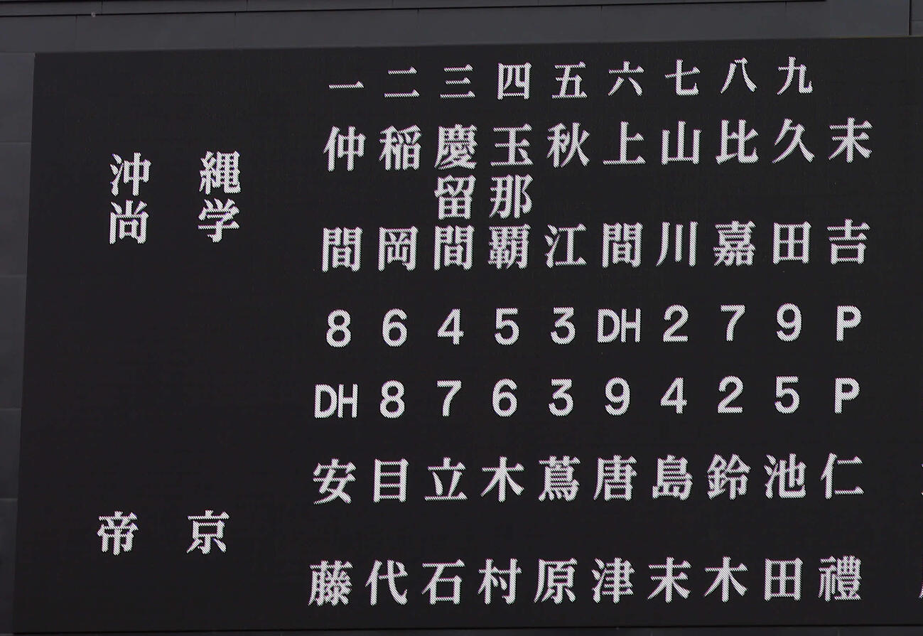 沖縄尚学対帝京　DH制が採用された両チームのスターティングメンバー（撮影・前田充）