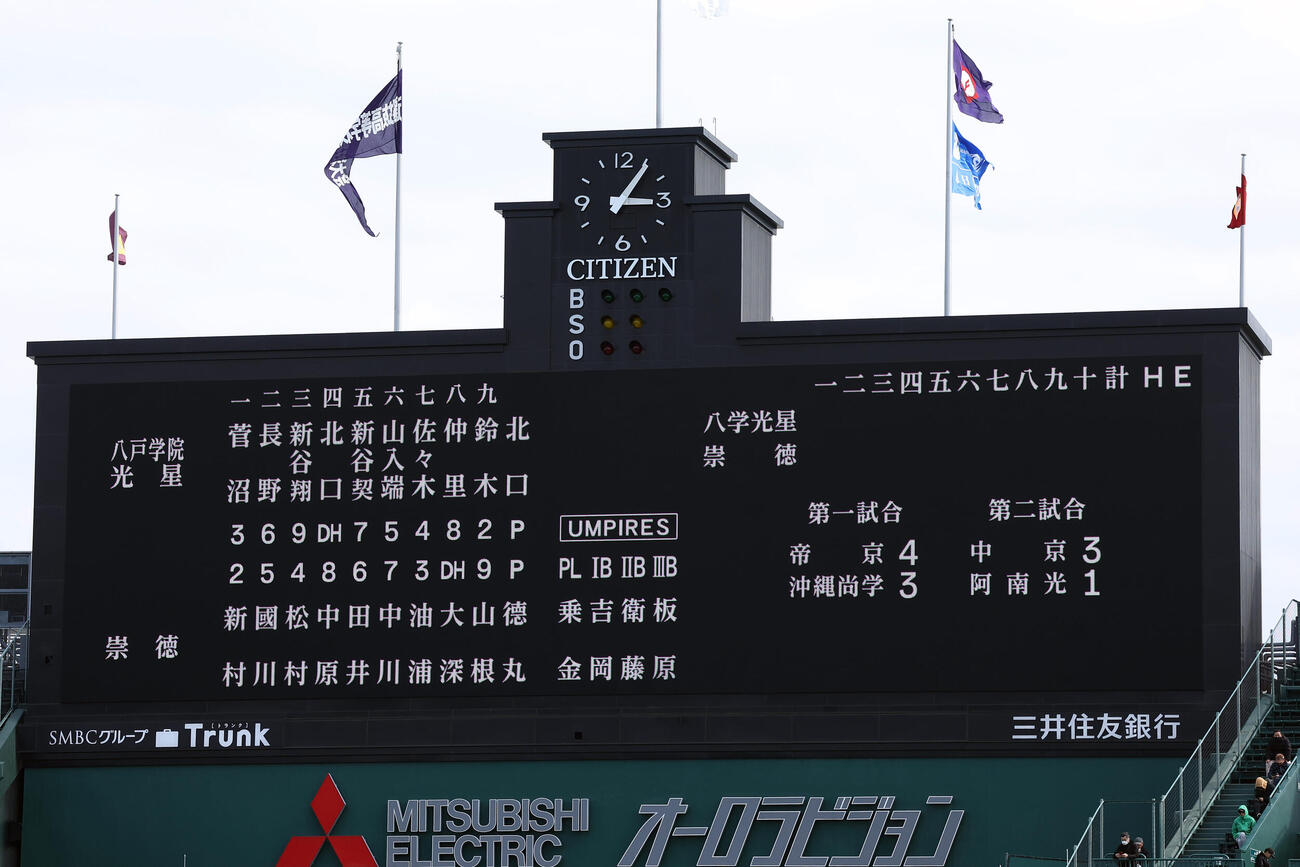 八戸学院光星対崇徳　両チームのスターティングメンバー（撮影・前田充）