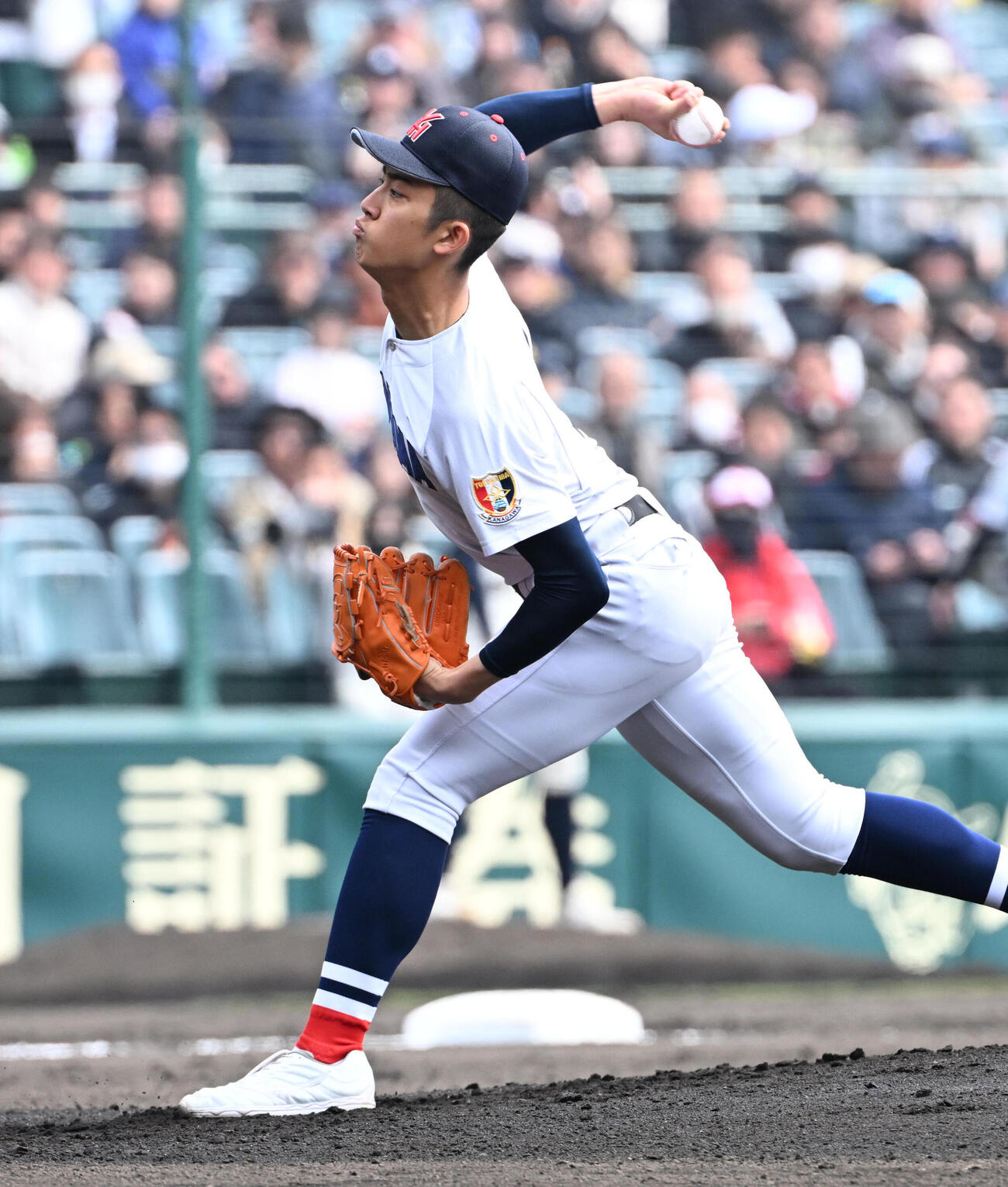 神村学園対横浜　横浜先発の織田翔希（撮影・石井愛子）