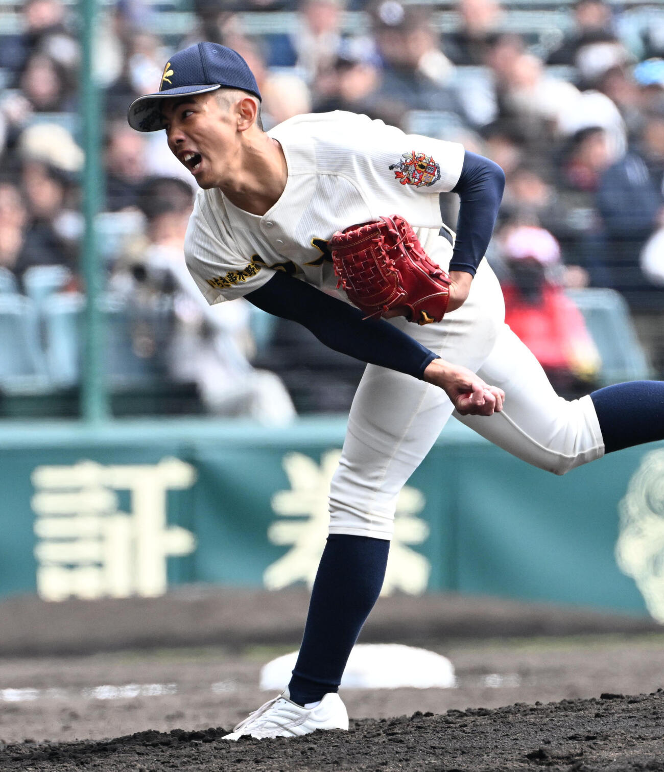 神村学園対横浜　神村学園先発の龍頭汰樹（撮影・石井愛子）