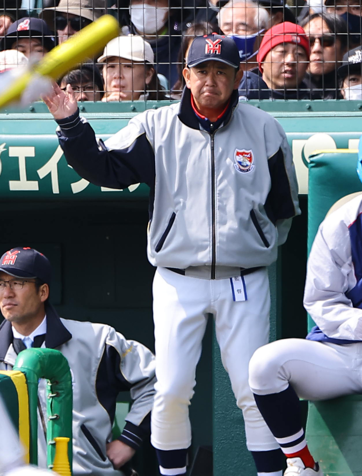 神村学園対横浜　ベンチで厳しい表情を見せる横浜・村田監督（撮影・上田博志）