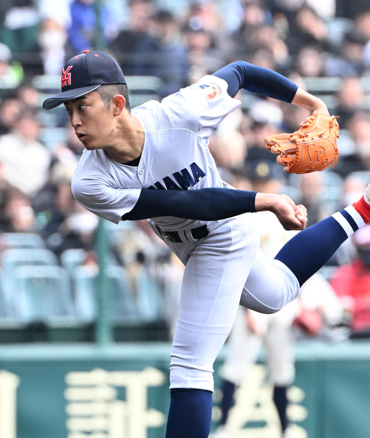 神村学園対横浜　横浜先発の織田翔希（撮影・石井愛子）